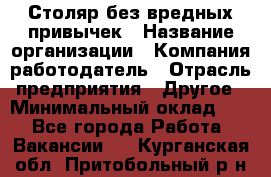 Столяр без вредных привычек › Название организации ­ Компания-работодатель › Отрасль предприятия ­ Другое › Минимальный оклад ­ 1 - Все города Работа » Вакансии   . Курганская обл.,Притобольный р-н